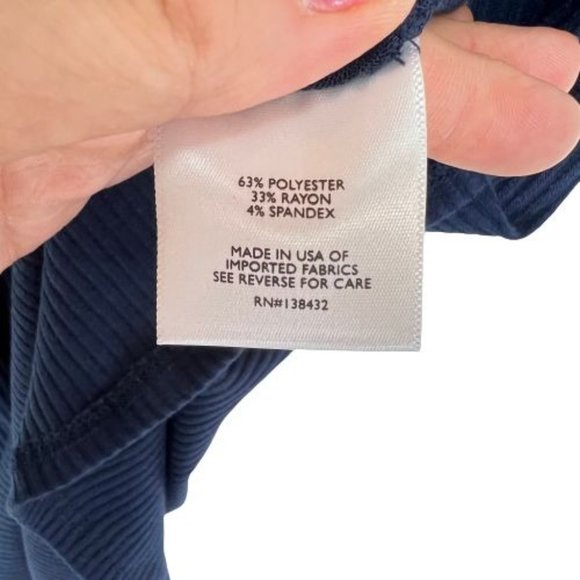 Modcloth Size M Ribbed Mini Dress Collar Neck 3/4 Zip Navy - Picture 6 of 6